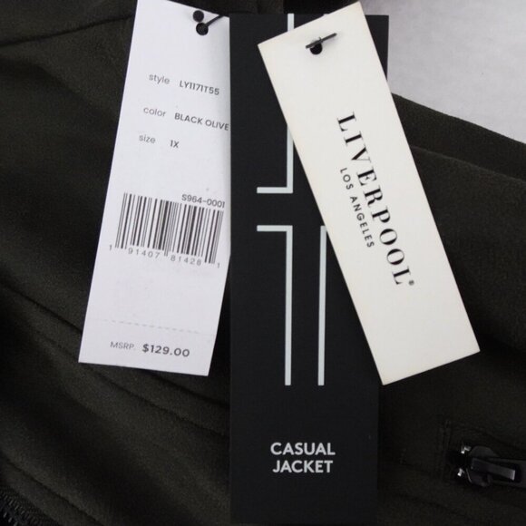 Liverpool Faux Suede Moto Jacket Women’s Plus Size 1X Green Gray Zipper New - Picture 8 of 12